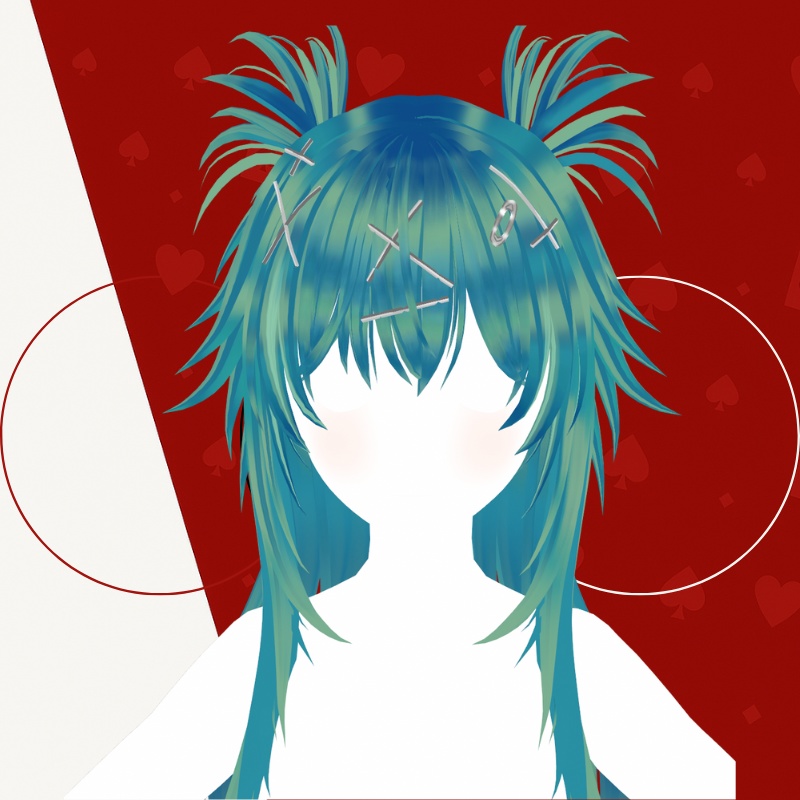 ブルー×ターコイズ原宿ヘア – ピン付き！- 3D Vroid Harajuku Style Hairstyle