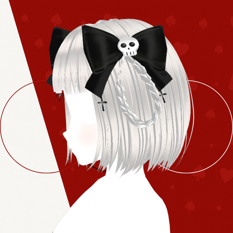 スカルリボン3D髪型【Vroid対応】 - Gothic Skull Ribbon