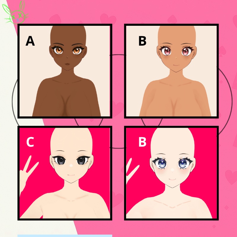 DRESS MY VTUBER - 3D VTUBER BASE (4 shades)