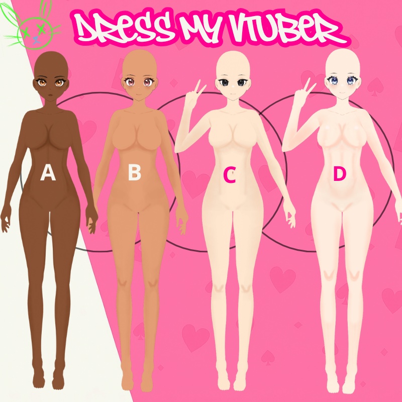 DRESS MY VTUBER - 3D VTUBER BASE (4 shades)