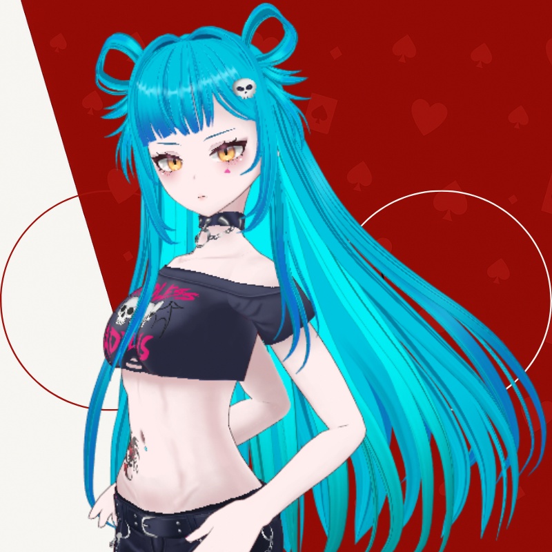 病みカワPUNKツイン - VRoid 3Dヘア - Blue Punk Hairtsyle