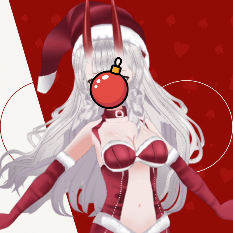魅惑の3D VRoidホリデーヘア - White Wavy Santa girl Hairstyle + horns