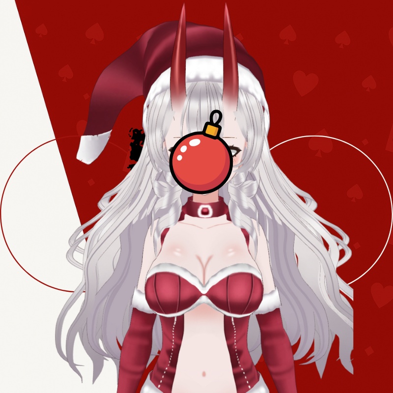 魅惑の3D VRoidホリデーヘア - White Wavy Santa girl Hairstyle + horns