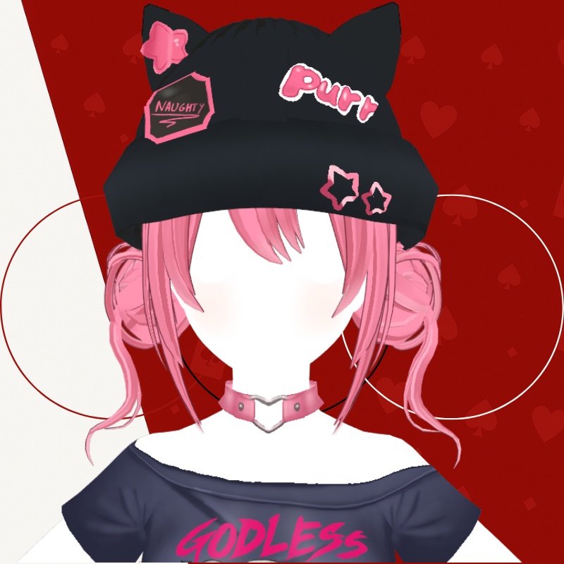 3D・VROID対応♡ゴスねこツインヘア - Harajuku cat twin hair