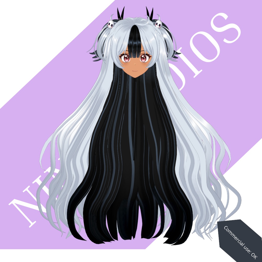 ゴシックアニメヘア - Noir Twin Hair 3D Vroid