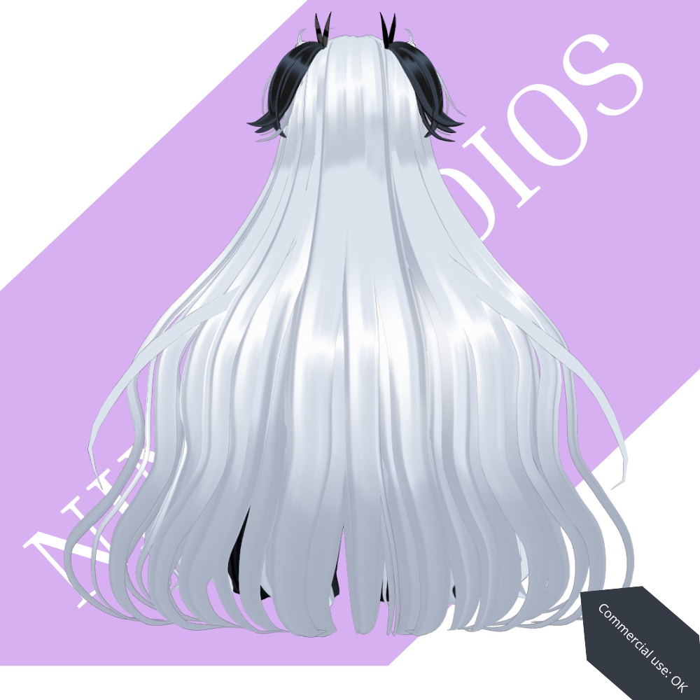 ゴシックアニメヘア - Noir Twin Hair 3D Vroid