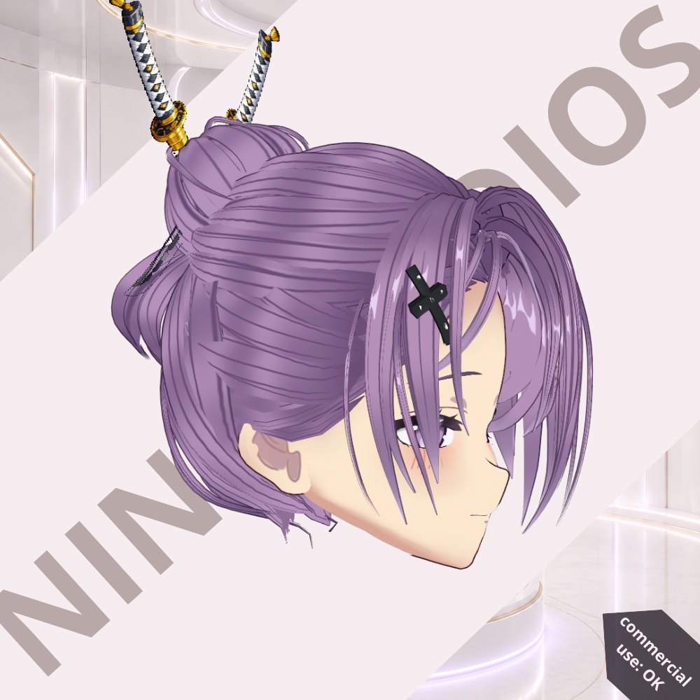 ロイヤルライラック刀ヘア Royal Lilac Katana Hair | VRoid Hair Preset