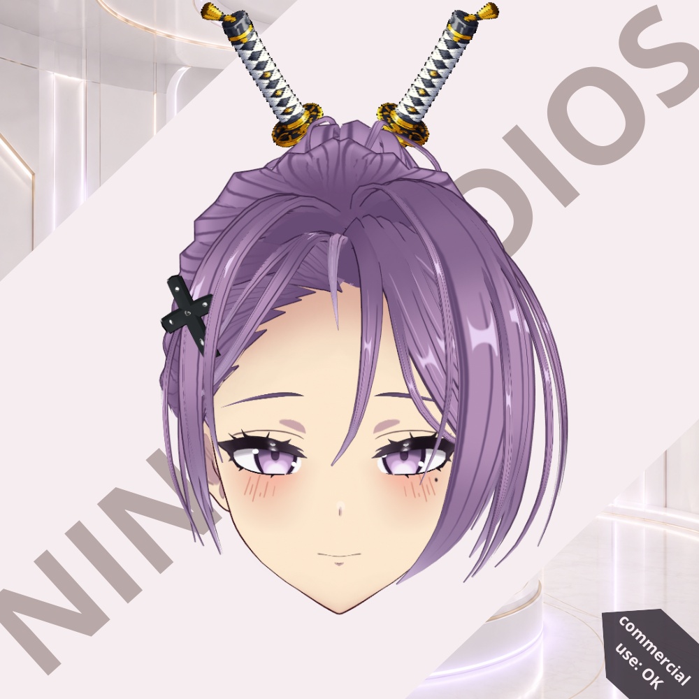 ロイヤルライラック刀ヘア Royal Lilac Katana Hair | VRoid Hair Preset