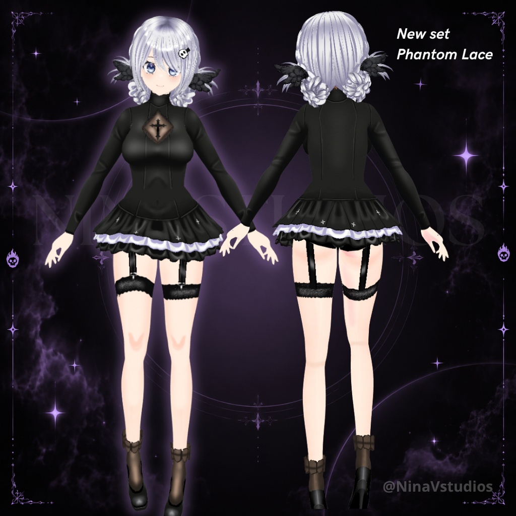 ファントムレース - Phantom Lace Goth Outfit Set 3D VROID