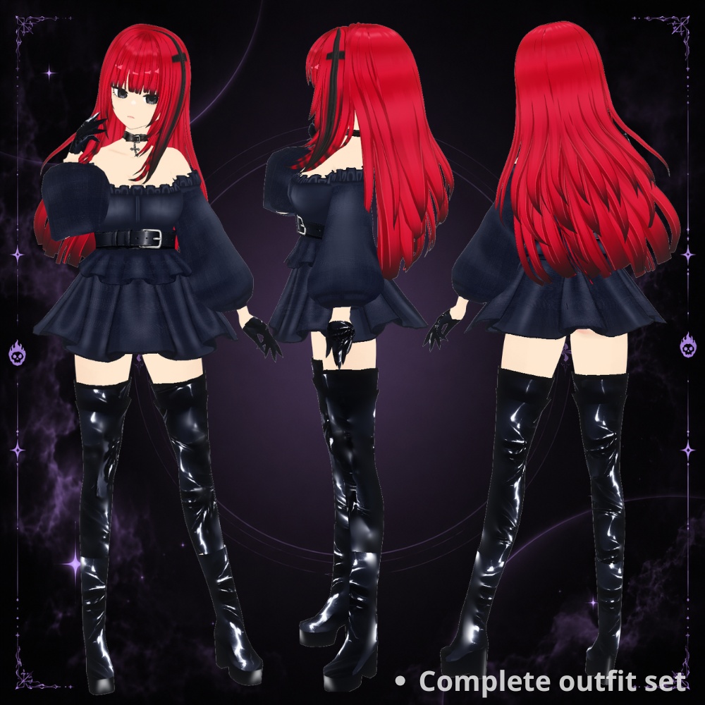 エレガントゴシック衣装 Dark Sonata - Elegant Gothic Outfit Set for VRoid