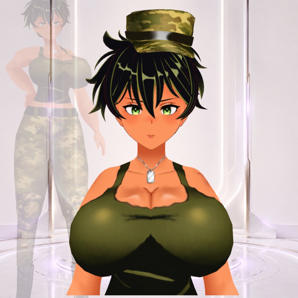 3D VRChat Avatar - Tomoe 巴 Military Sargeant VRM/VROID