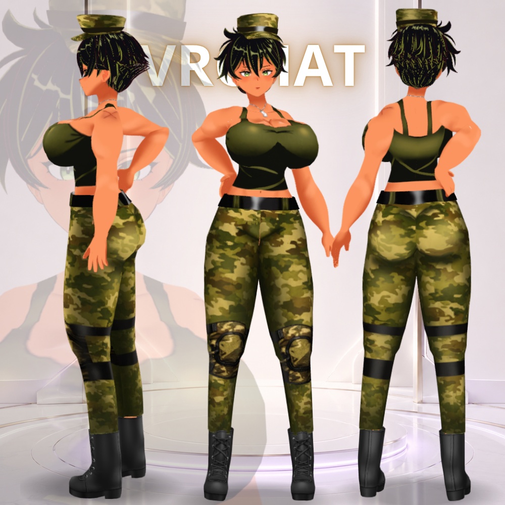 3D VRChat Avatar - Tomoe 巴 Military Sargeant VRM/VROID