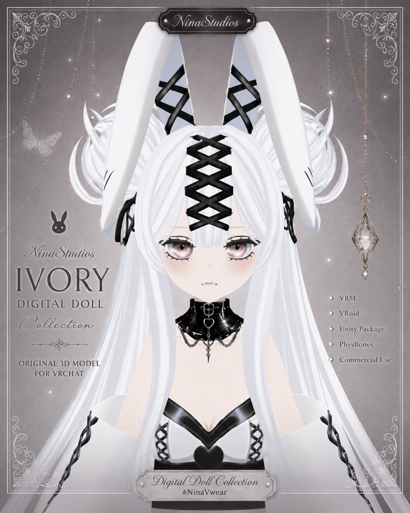 【VRChat / VRM】 Ivory Digital Doll - 白兎の夢 Digital Doll Collection  No.001