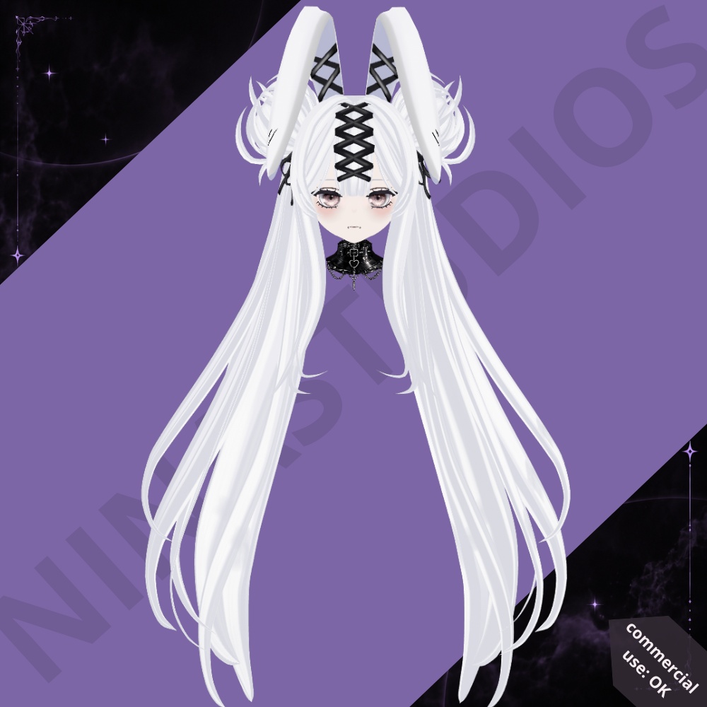 【VRoid Hair】 Ivory Bunny Twin Tails - 白兎の夢