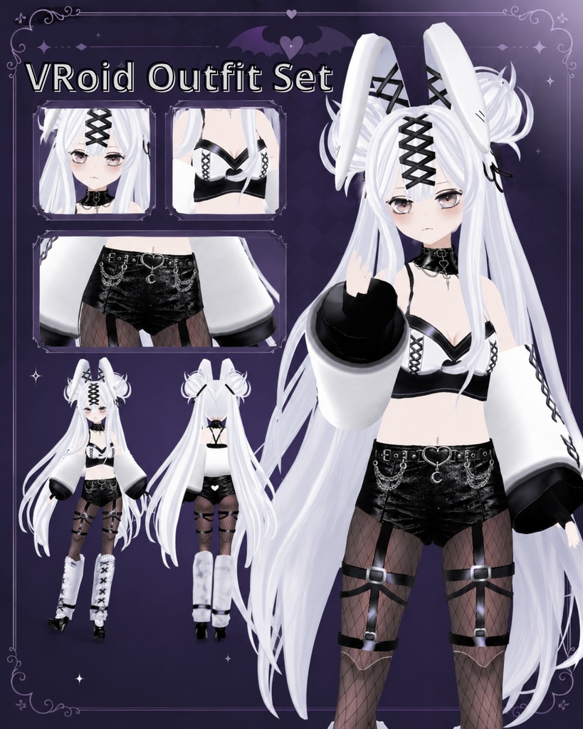 【VRoid Outfit】 Ivory Gothic Set - 白兎の夢
