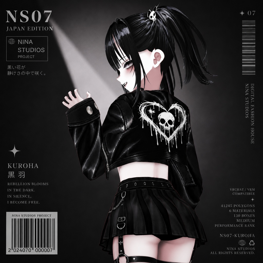 黒羽 KUROHA — NS07 | Original 3D Avatar | VRChat / VRM / VRoid