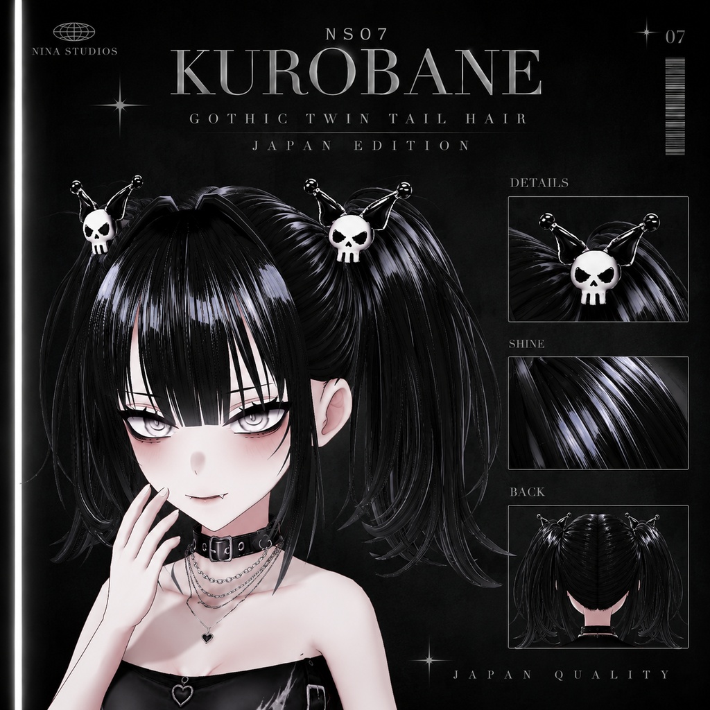 KUROBANE NS07 — Gothic Twin Tail Hair | VRoid / VRM