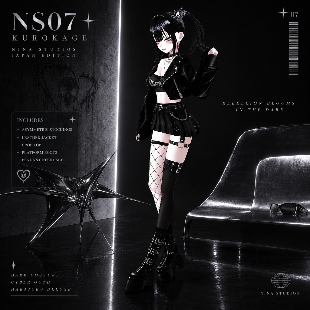 KUROHA Dark Wing — Gothic Punk Outfit | VRoid衣装 / VRM · NS07