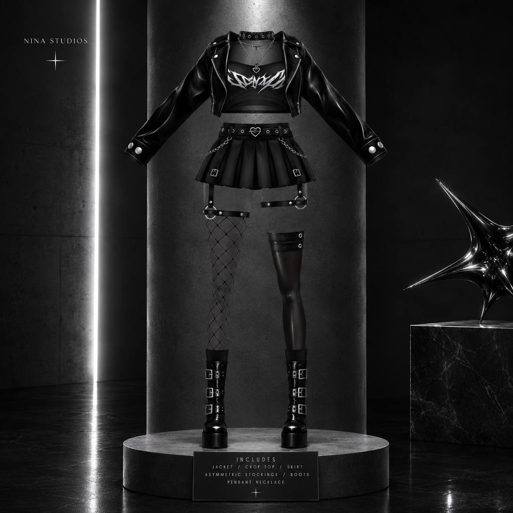 KUROHA Dark Wing — Gothic Punk Outfit | VRoid衣装 / VRM · NS07