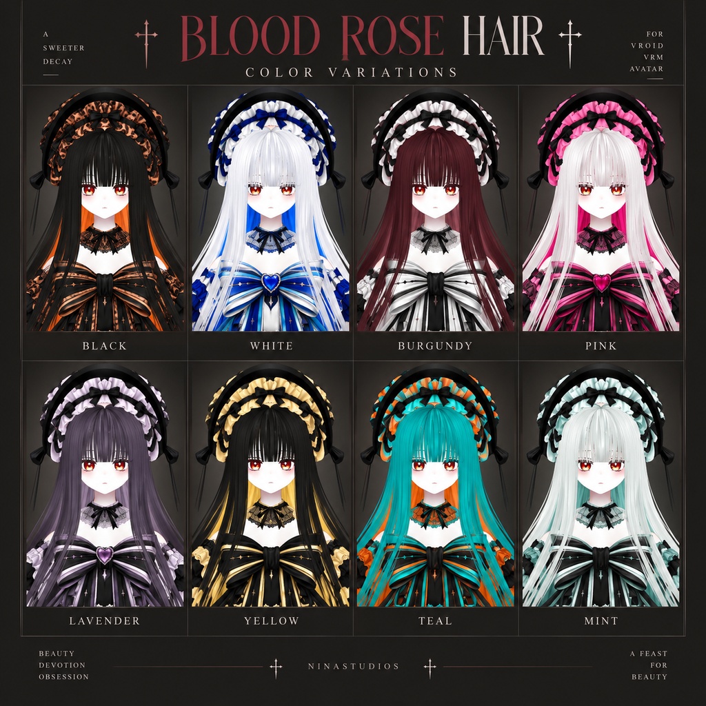 BLOOD ROSE HAIR RECOLOR — 血薔薇｜VRoid Hair Preset