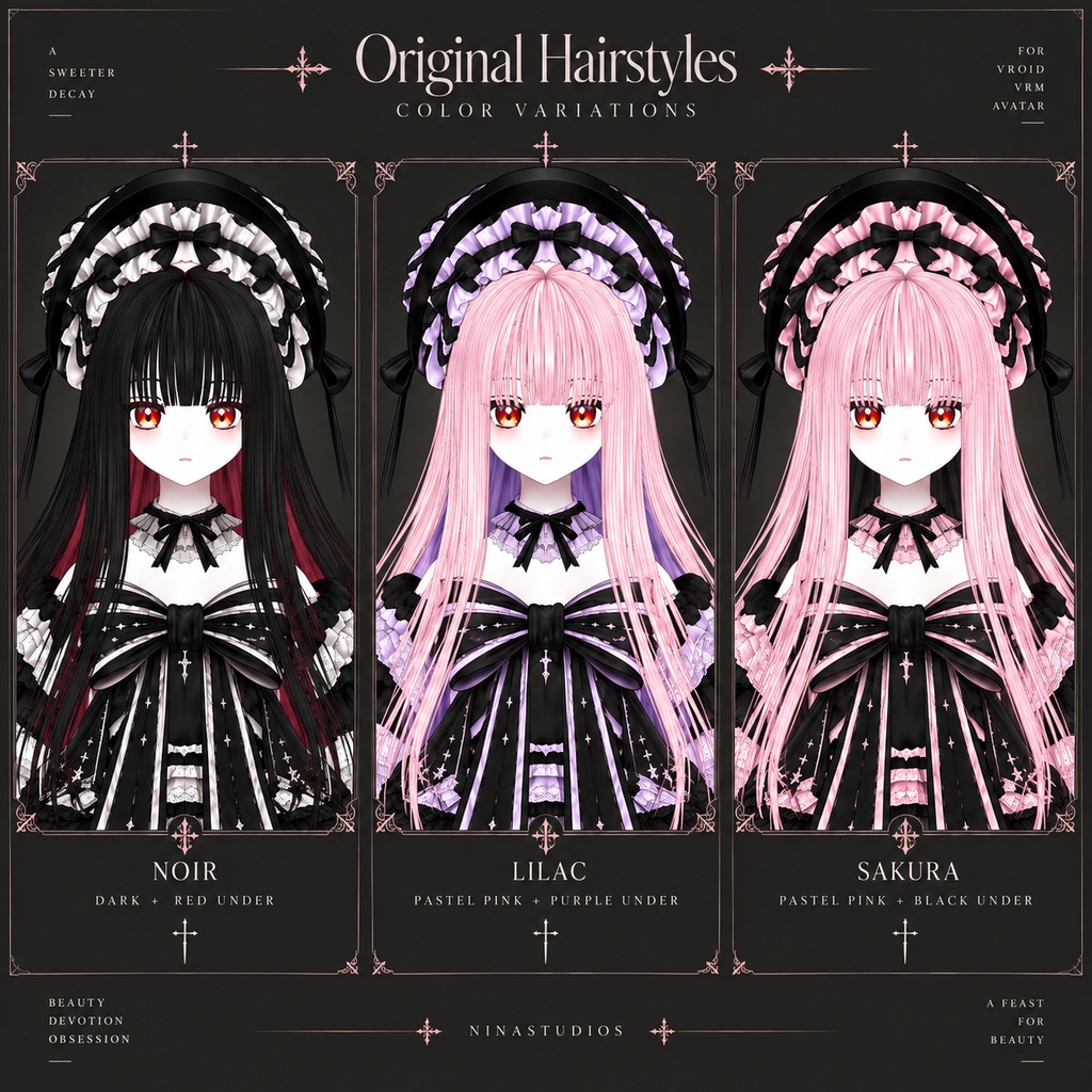 BLOOD ROSE HAIR RECOLOR — 血薔薇|VRoid Hair Preset