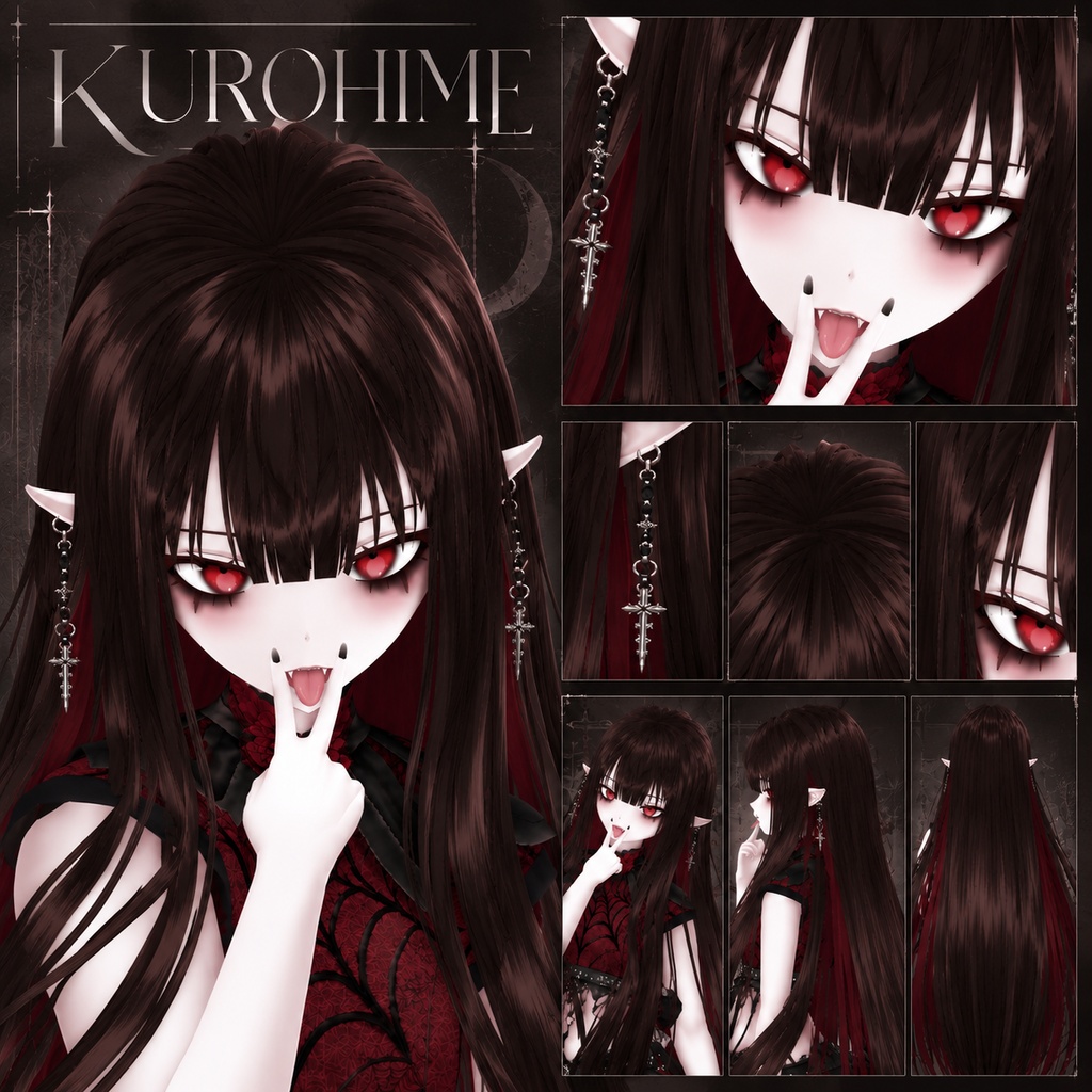 〖VRoid〗KUROHIME ロングヘアプリセット / Long Hair Preset