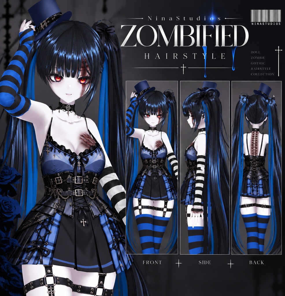 〖VRoid〗MORTEA — ZOMBIFIED GOTHIC HAIR PRESET｜ゴシックヘアプリセット