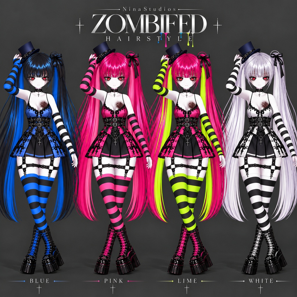 〖VRoid〗MORTEA — ZOMBIFIED GOTHIC HAIR PRESET|ゴシックヘアプリセット