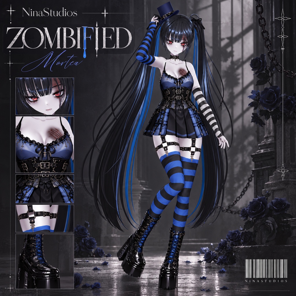 〖VRoid / VRM〗MORTEA — ZOMBIFIED｜Gothic Punk Outfit / ゴシックパンク衣装