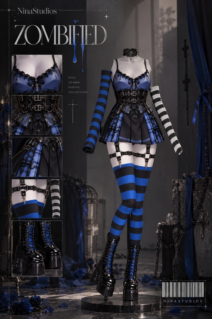 〖VRoid / VRM〗MORTEA — ZOMBIFIED|Gothic Punk Outfit / ゴシックパンク衣装