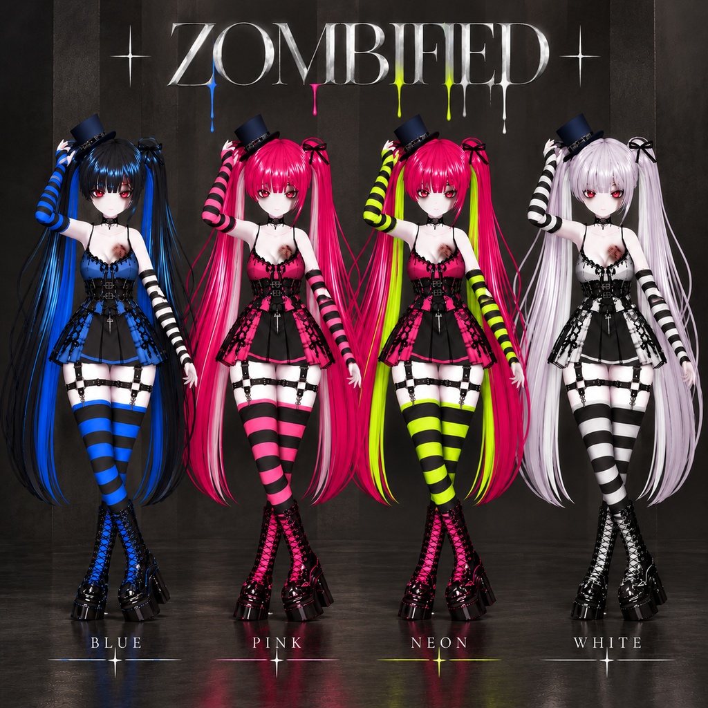 〖VRoid / VRM〗MORTEA — ZOMBIFIED|Gothic Punk Outfit / ゴシックパンク衣装