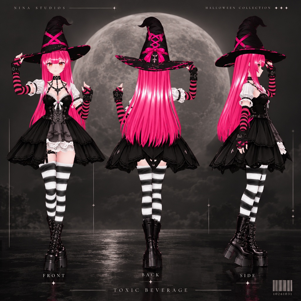 【VRChat / VRM】TOXIC BEVERAGE|ピンクゴシック魔女アバター|6色展開|NinaStudios