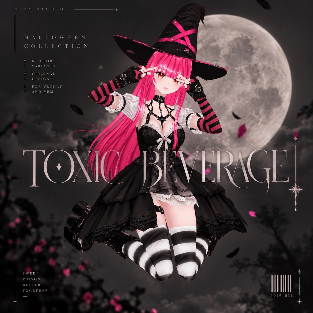 【VRChat / VRM】TOXIC BEVERAGE|ピンクゴシック魔女アバター|6色展開|NinaStudios