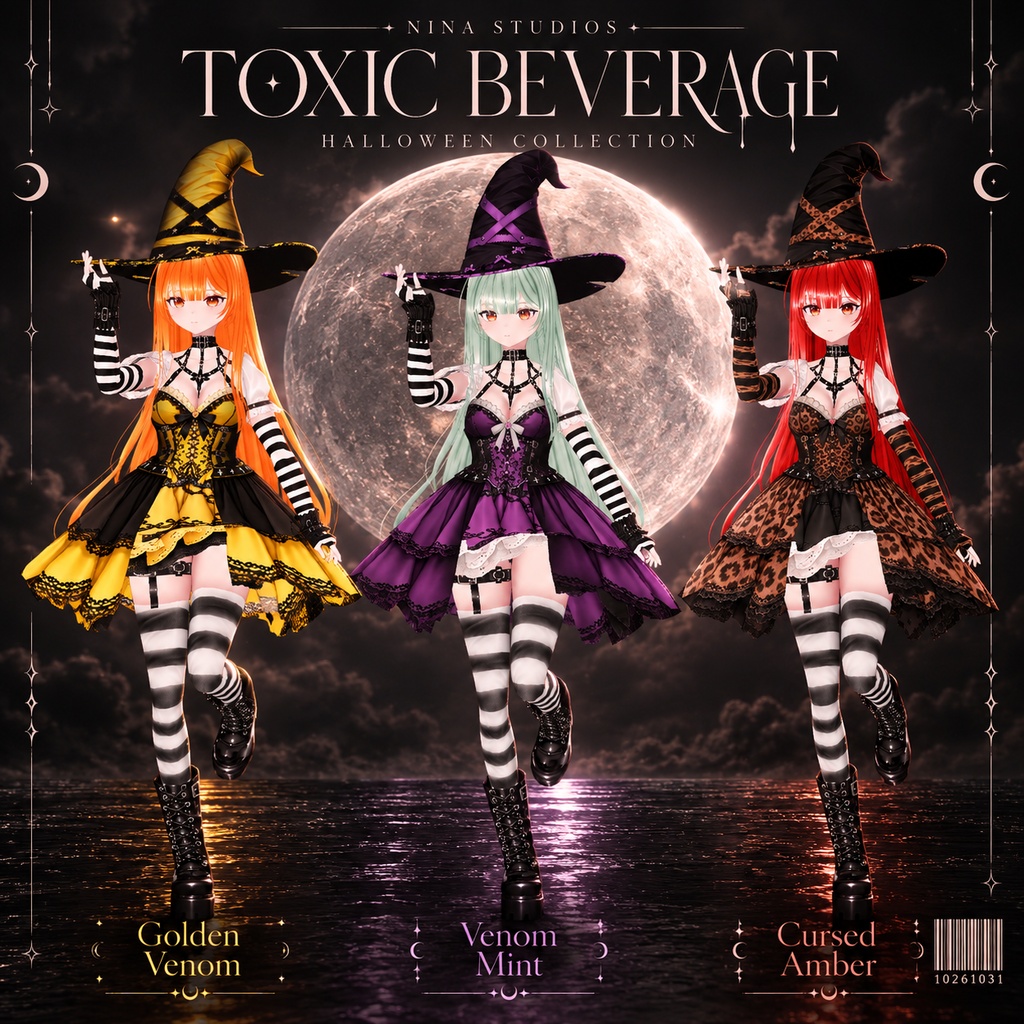 【VRoid衣装】MAJO — TOXIC BEVERAGE OUTFIT|ゴシック魔女コーデ|Halloween