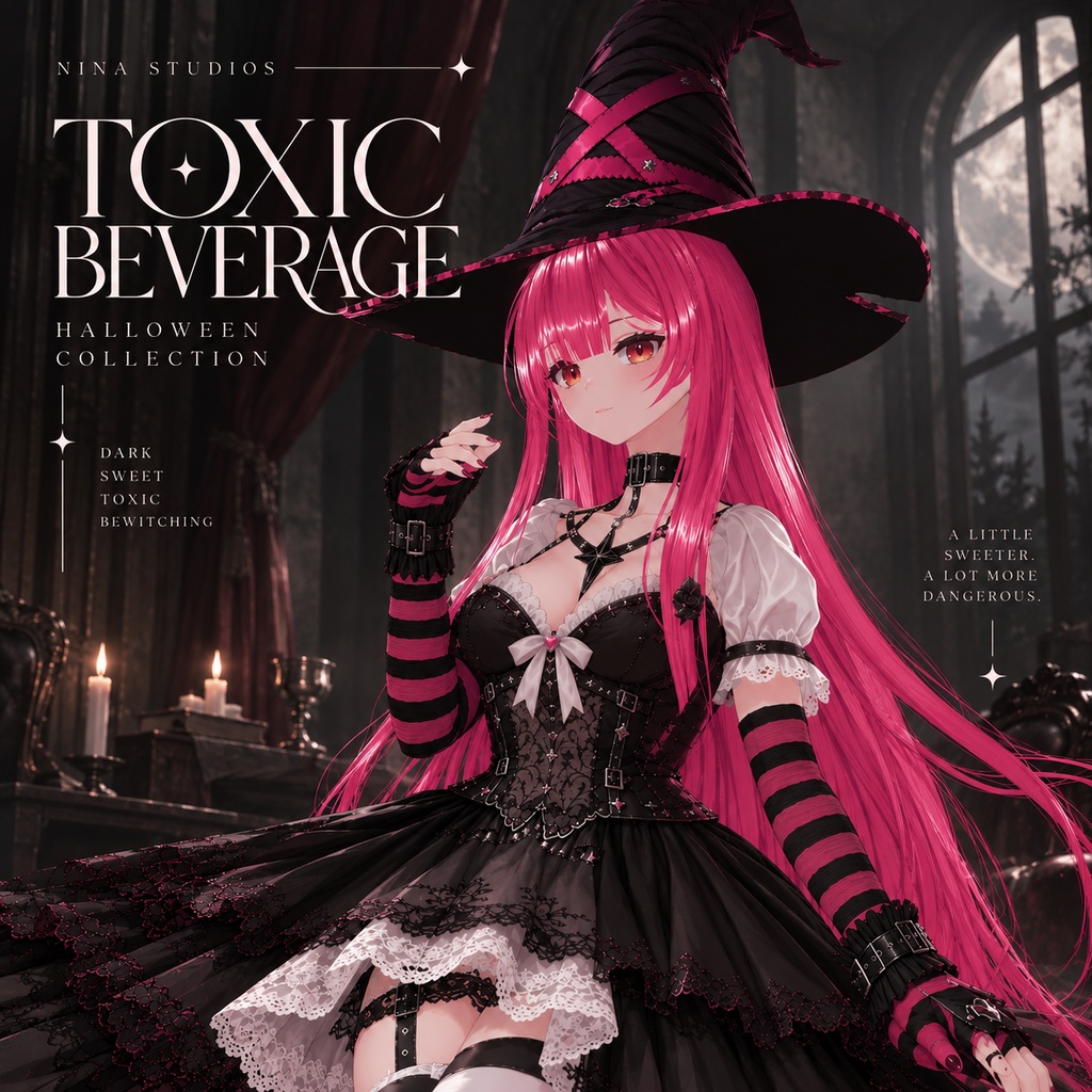 【VRoid衣装】MAJO — TOXIC BEVERAGE OUTFIT｜ゴシック魔女コーデ｜Halloween