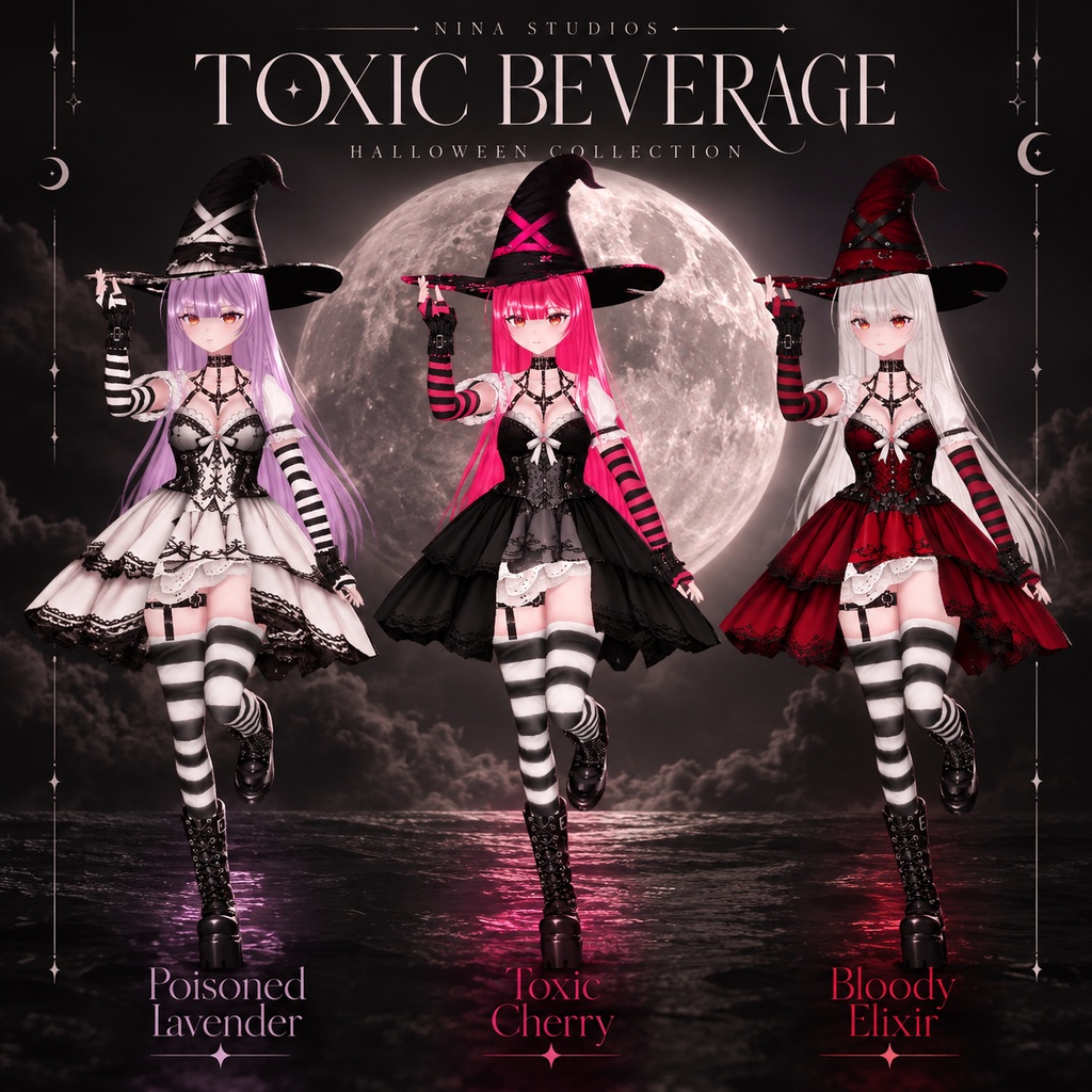 【VRoid衣装】MAJO — TOXIC BEVERAGE OUTFIT|ゴシック魔女コーデ|Halloween