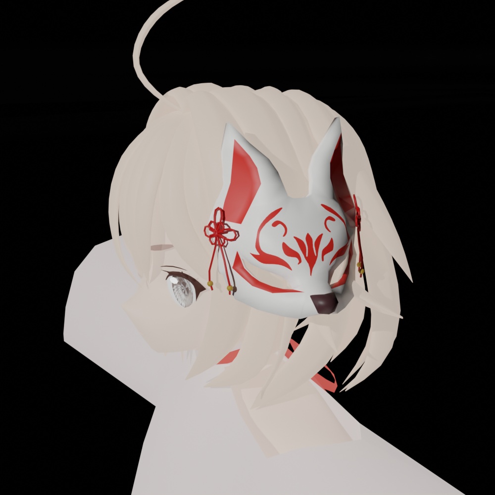【VRChat想定】狐面ヘアアクセサリー