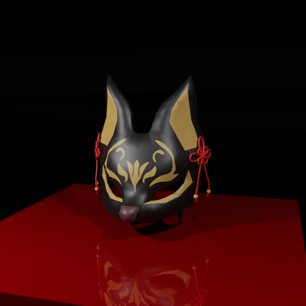 【VRChat想定】狐面ヘアアクセサリー