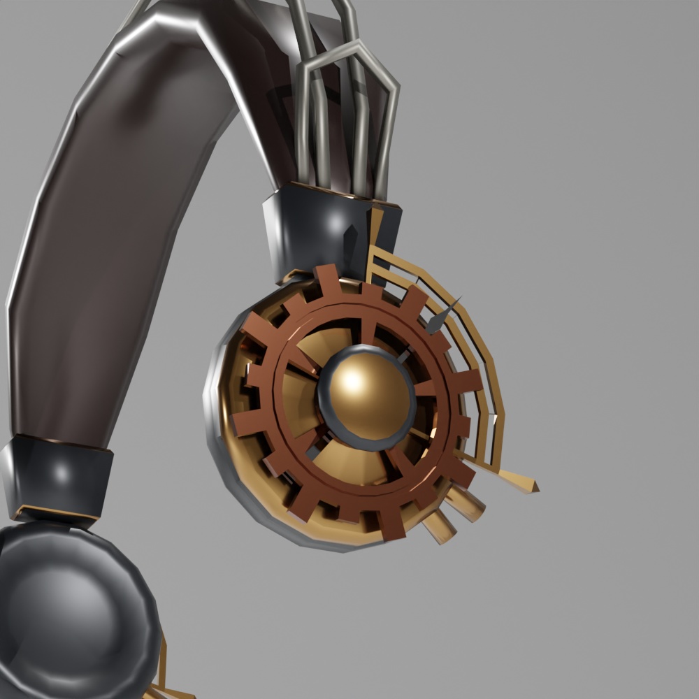 【VRChat想定】スチームパンク風ヘッドホン