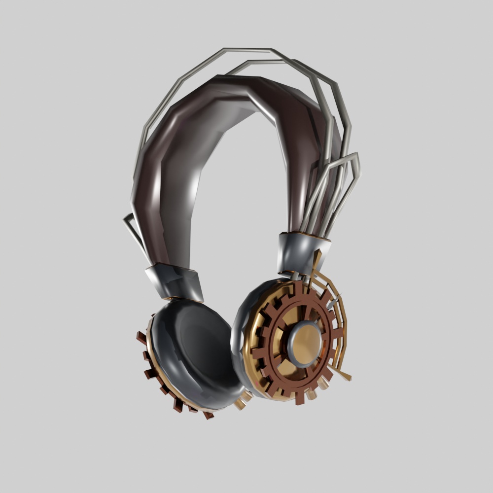 【VRChat想定】スチームパンク風ヘッドホン