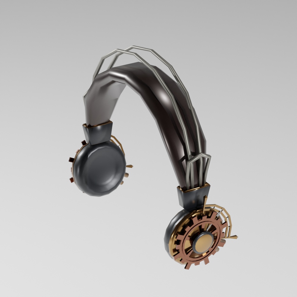 【VRChat想定】スチームパンク風ヘッドホン