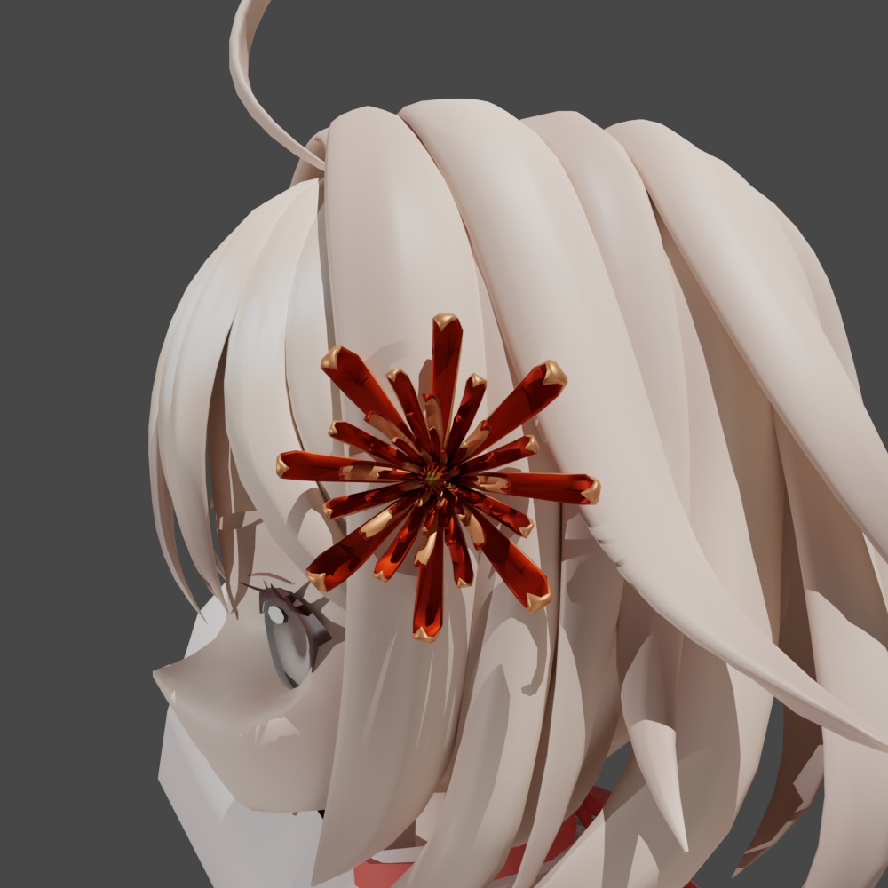 【VRChat想定】乱れ菊ヘアアクセサリー