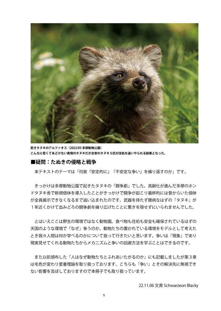 闘争をする動物たち平和を願う動物たち サル・タヌキ・チンパンジーで語る闘争論