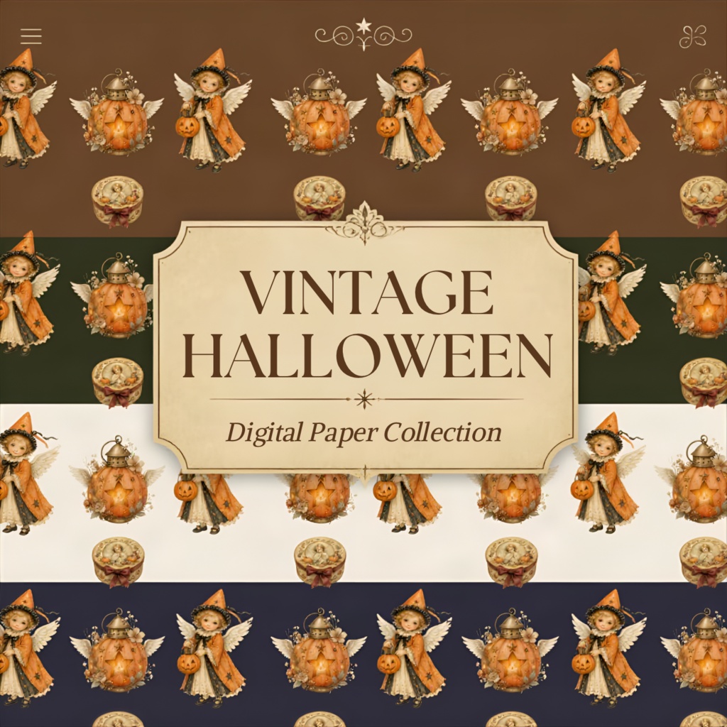 【4Color】Petit Ange Halloween｜アンティーク風デジタルペーパー