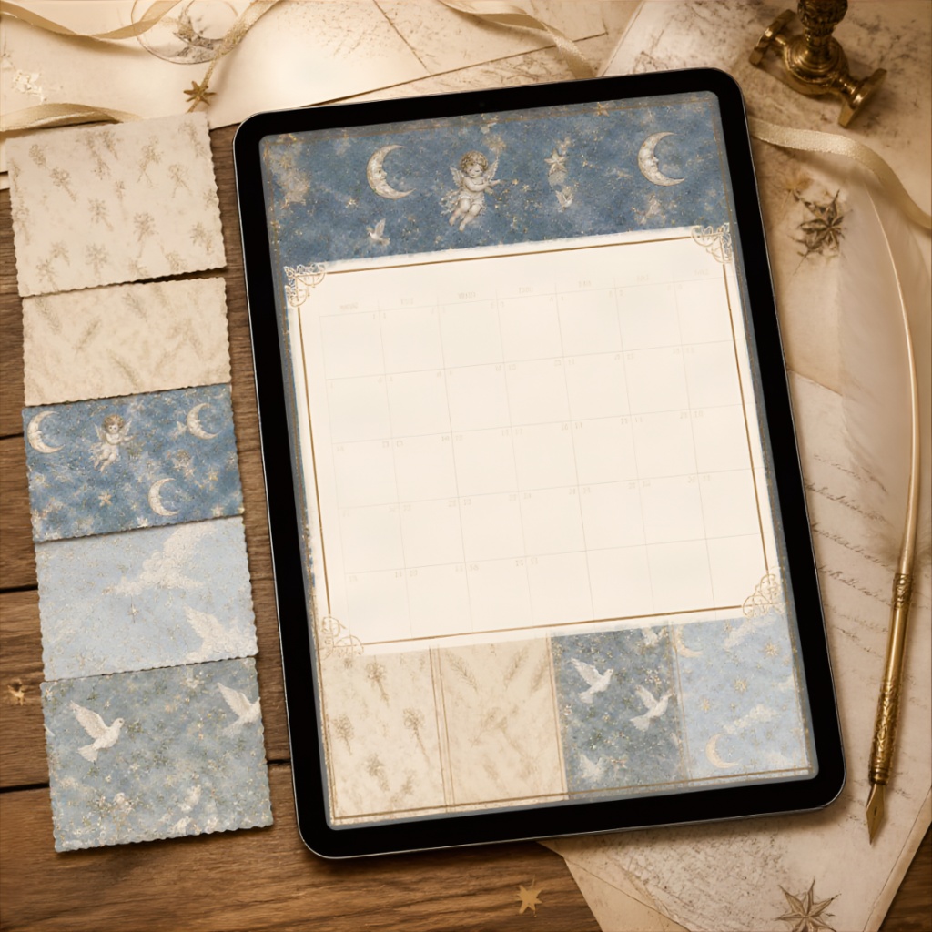 【5piece】Petit Ange ANTIQUE ANGEL DREAM アンティーク風デジタルペーパー