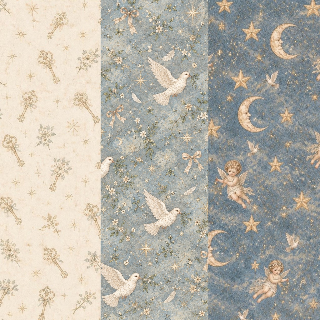 【5piece】Petit Ange ANTIQUE ANGEL DREAM アンティーク風デジタルペーパー