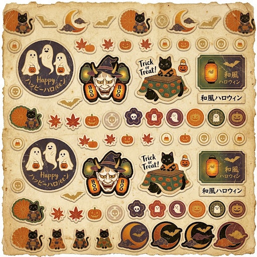 和モダン HALLOWEEN 【11枚セット&無料ステッカー】