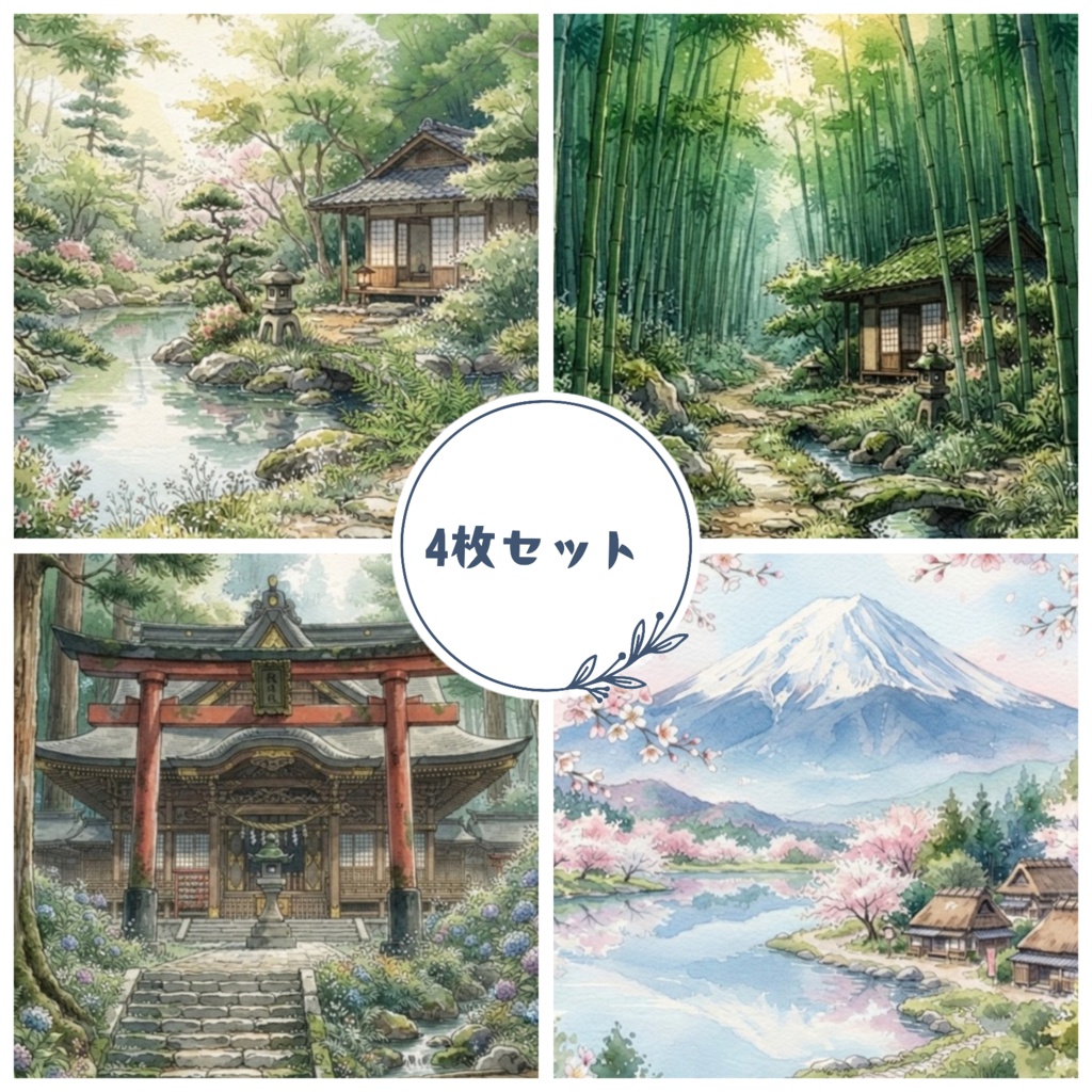 【4枚セット】日本の美しい風景　デジタル素材　ポストカード