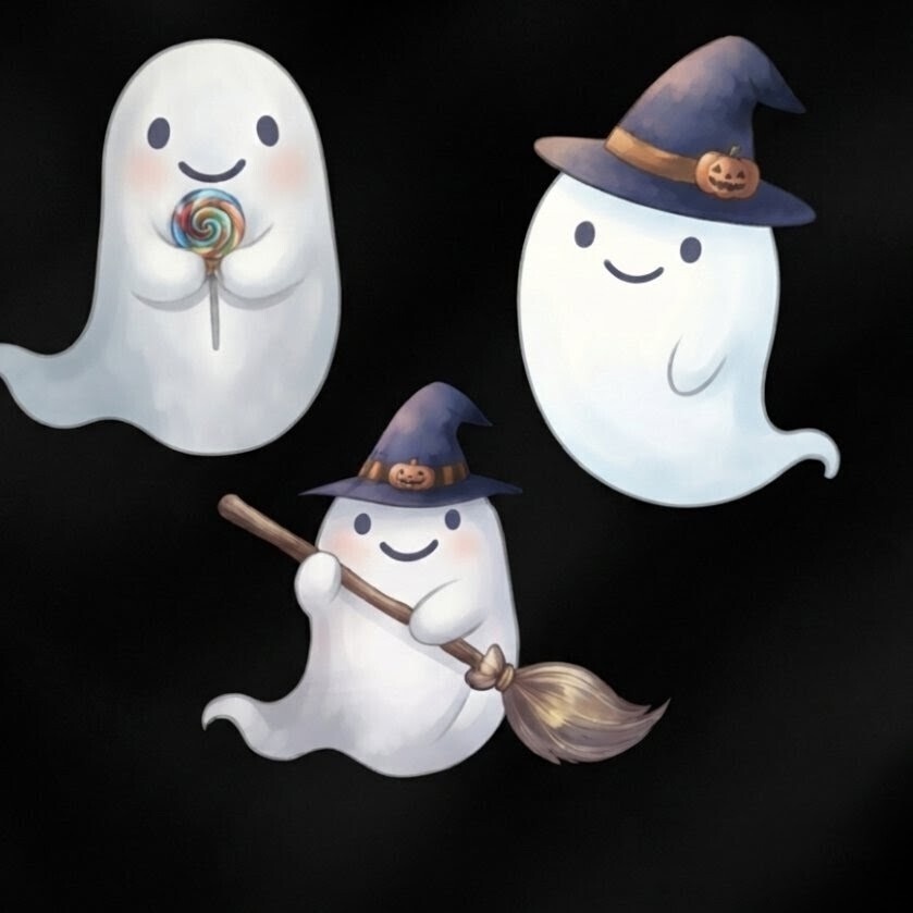 ハロウィンおばけの透過イラスト素材セット(全9種)