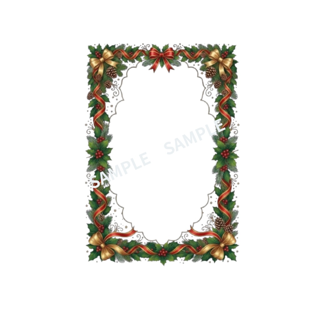 【背景透過PNG】クリスマスフレーム素材 7選|ポインセチア・もみの木のクラシック飾り枠